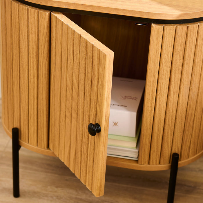 Matius Black Seasoned Oak 1 Right Door Bedside Table - Laura James