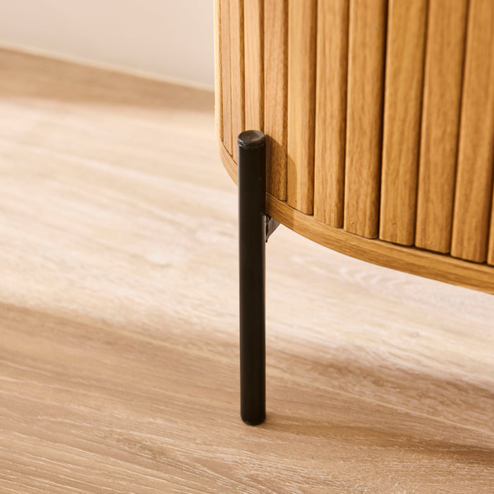 Matius Black Seasoned Oak 1 Right Door Bedside Table - Laura James