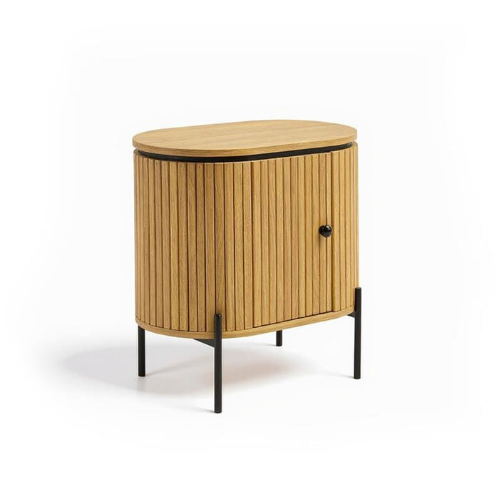 Matius Black Seasoned Oak 1 Right Door Bedside Table - Laura James
