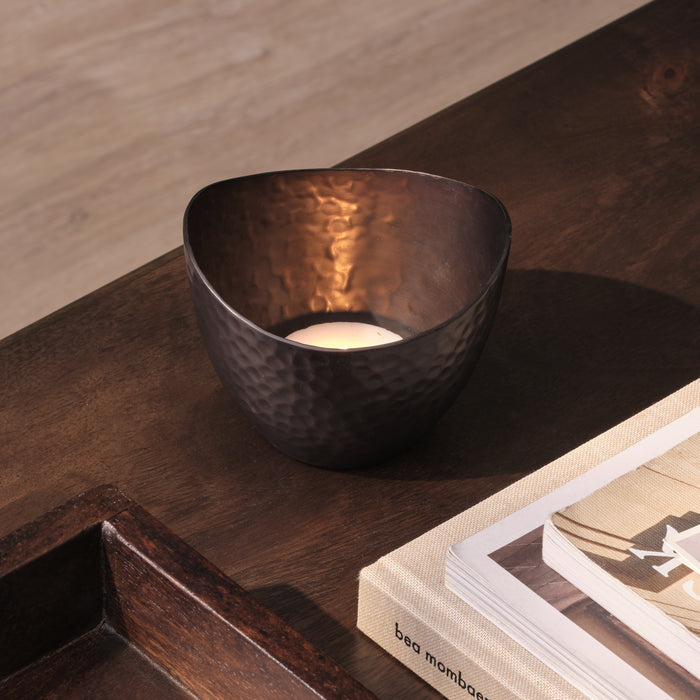 Meldon 10cm Metal Candle Holder - Black - Laura James