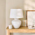Merton Ceramic Lamp with Coningsby White Shade - 40cm - Laura James