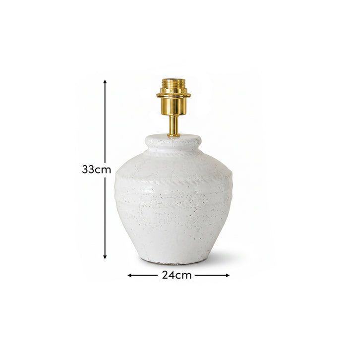 Merton 33cm Ceramic Lamp Base - Rustic White - Laura James