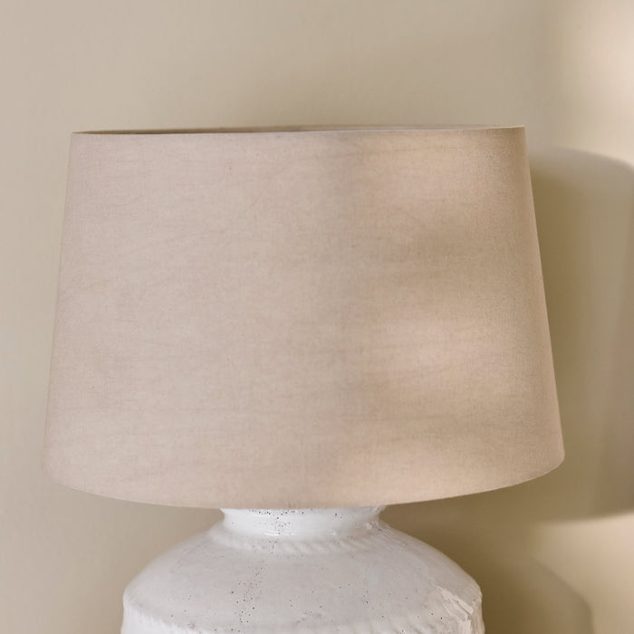 Merton Ceramic Lamp Base with Coningsby Taupe Shade - 40cm - Laura James
