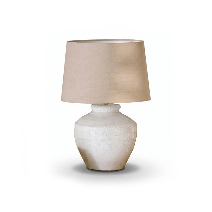 Merton Ceramic Lamp Base & Coningsby Taupe Cotton Lampshade - 40cm - Laura James