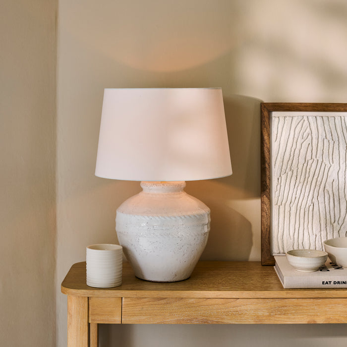 Merton Ceramic Lamp with Coningsby White Shade - 40cm - Laura James