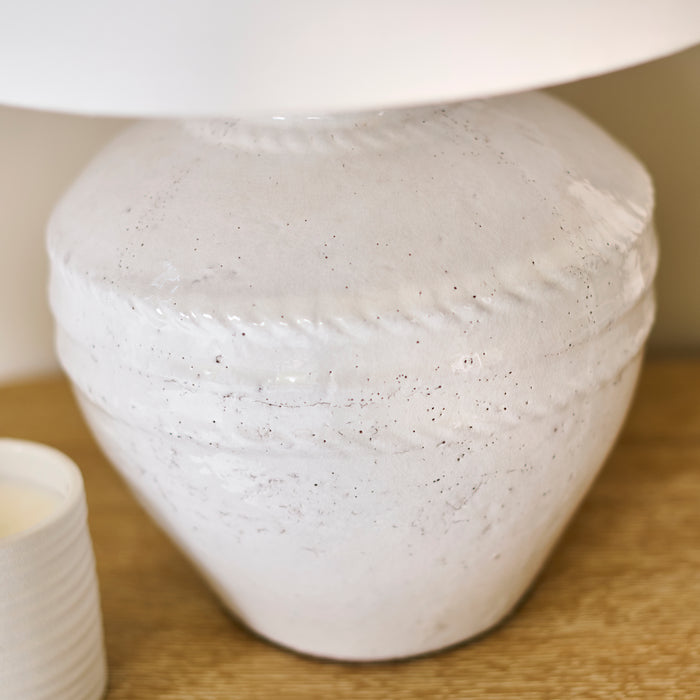 Merton Ceramic Lamp with Coningsby White Shade - 40cm - Laura James