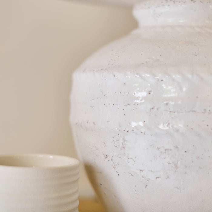 Merton Ceramic Lamp with Coningsby White Shade - 40cm - Laura James