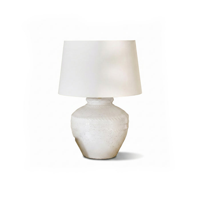 Merton Ceramic Lamp & Coningsby White Cotton Lampshade - 40cm - Laura James