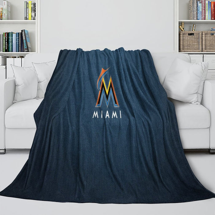 Miami Marlins Blanket Flannel Throw Room Decoration