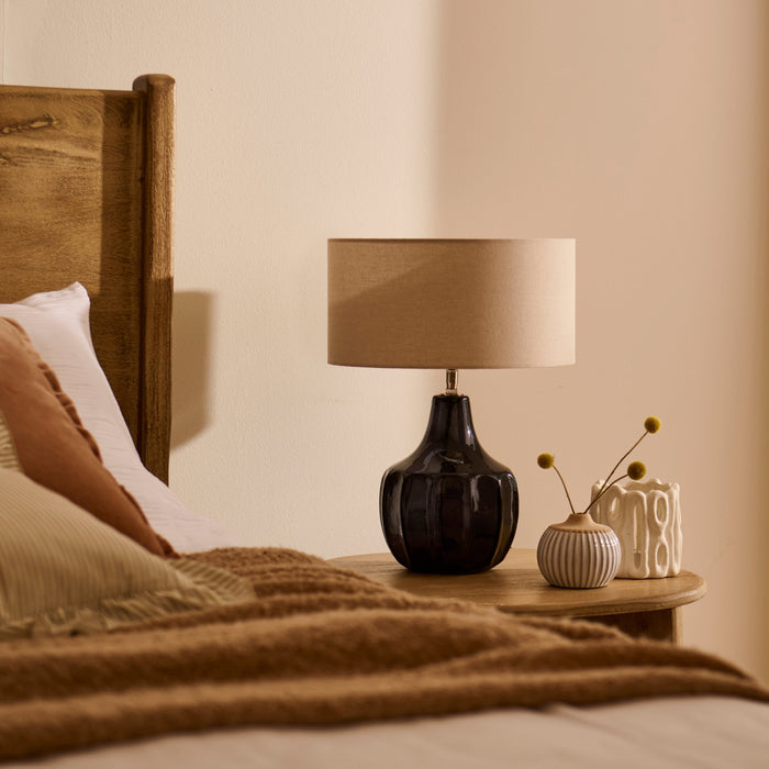 Midford Dark Grey Glass Table Lamp Base - 22cm - Laura James