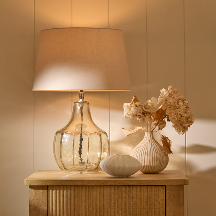 Midford Glass Lamp with Coningsby Taupe Shade - 30cm - Laura James