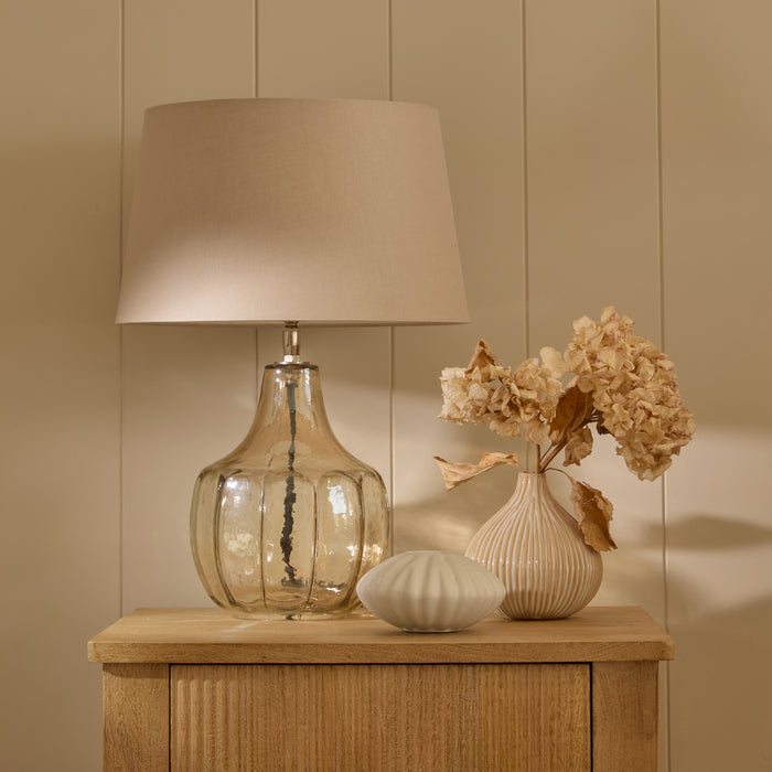Midford Glass Lamp with Coningsby Taupe Shade - 30cm - Laura James