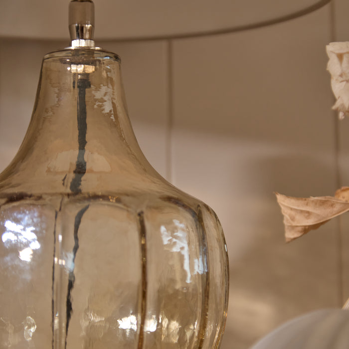 Midford Glass Lamp with Coningsby Taupe Shade - 30cm - Laura James