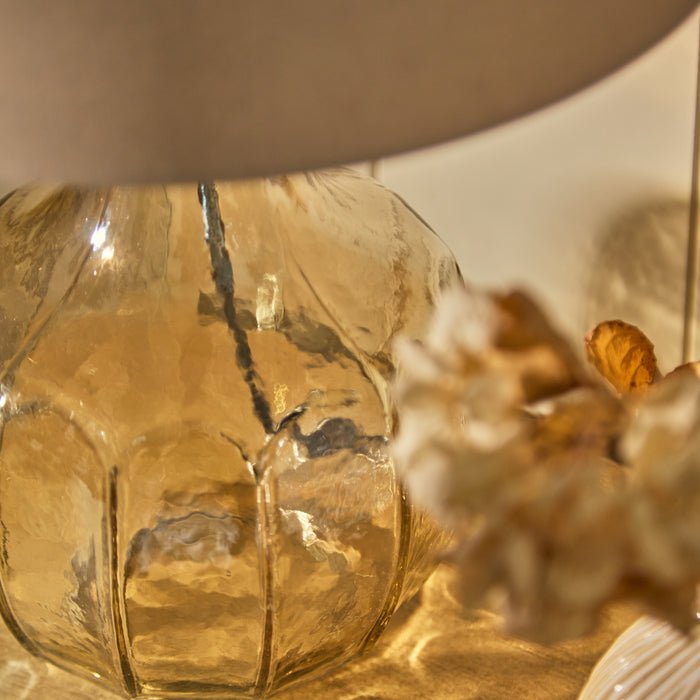 Midford Glass Lamp with Coningsby Taupe Shade - 30cm - Laura James