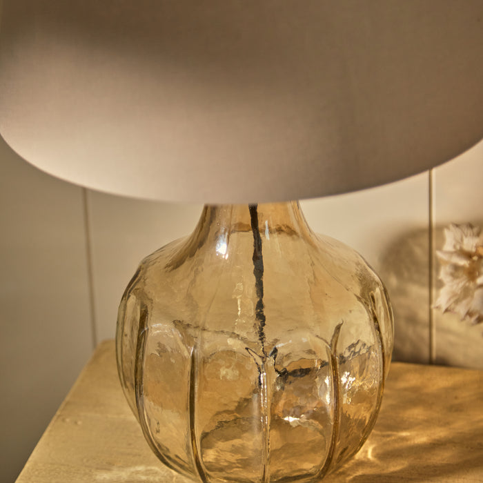 Midford Glass Lamp with Coningsby Taupe Shade - 30cm - Laura James
