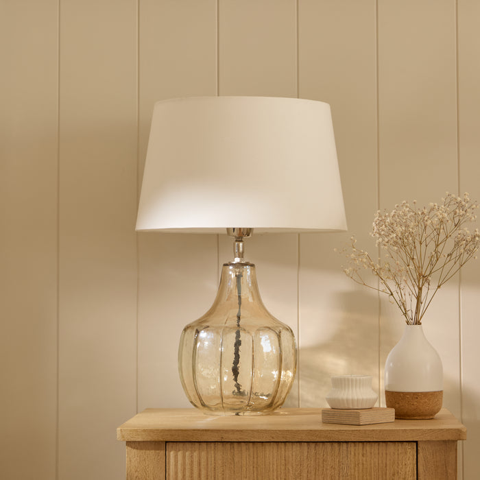Midford Glass Table Lamp with Coningsby White Shade - 30cm - Laura James