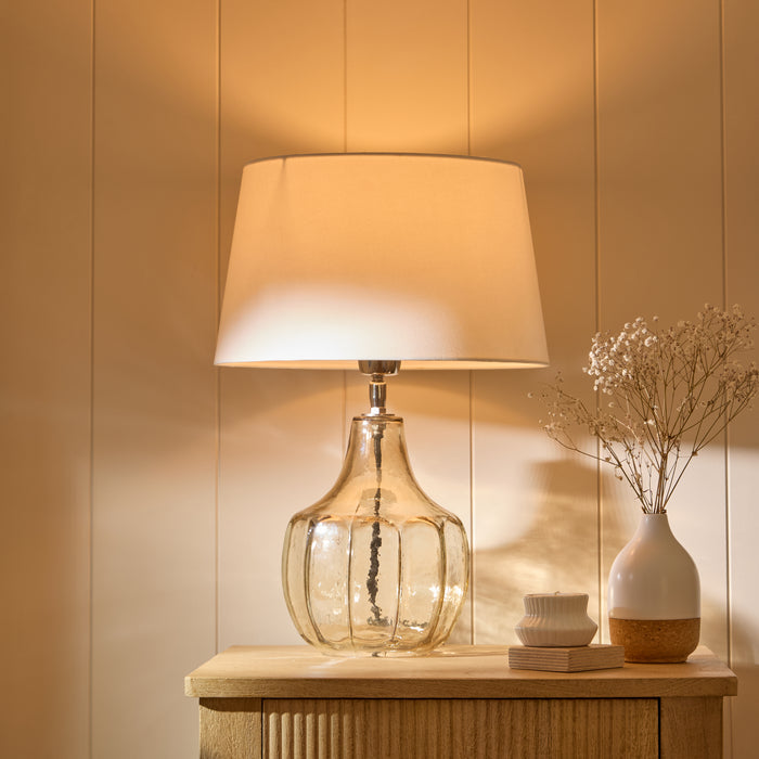 Midford Glass Table Lamp with Coningsby White Shade - 30cm - Laura James