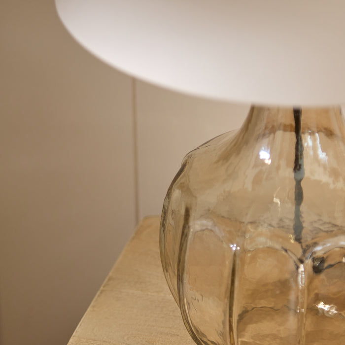 Midford Glass Table Lamp with Coningsby White Shade - 30cm - Laura James