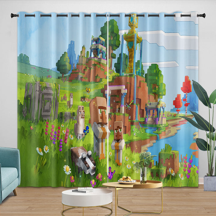 Minecraft Legends Curtains Blackout Window Drapes Room Decoration