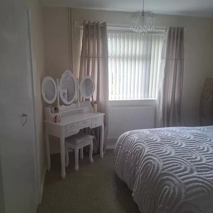 Monaco White Dressing Table with Mirror & Stool - Laura James