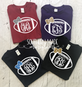 Monogrammed Football Tshirt - Gildan or Comfort Color - Choose all colors