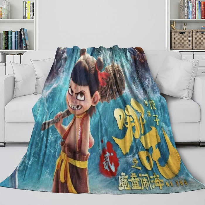 Movie Ne Zha 2 Blanket Flannel Throw Room Decoration
