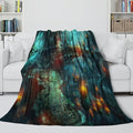 Mushroom House Blanket Flannel Throw Room Decoration