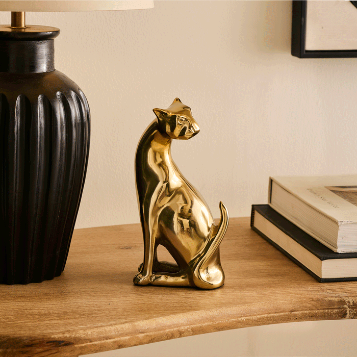 Nakuru 21cm Metal Leopard Ornament - Gold - Laura James