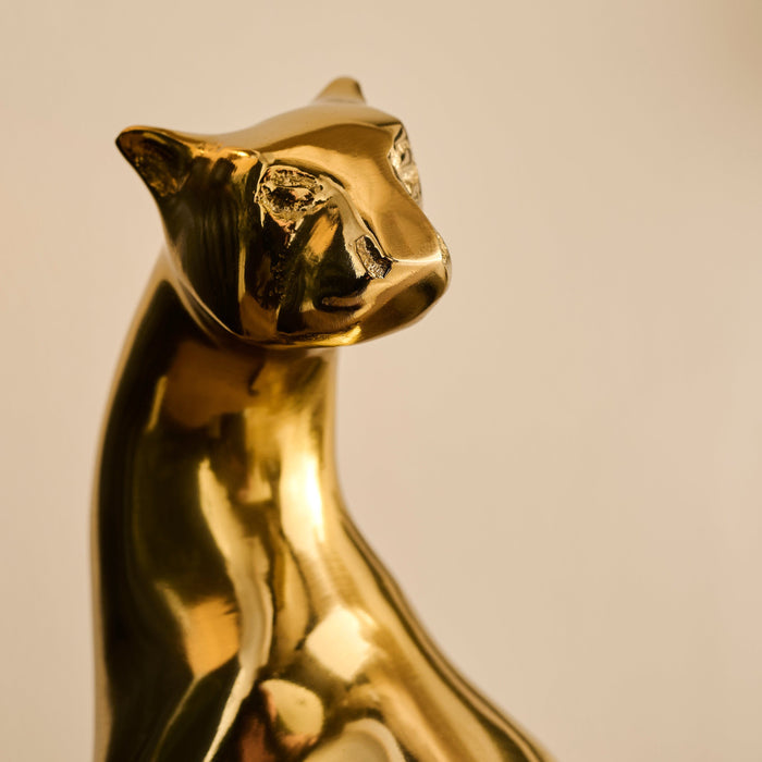 Nakuru 21cm Metal Leopard Ornament - Gold - Laura James