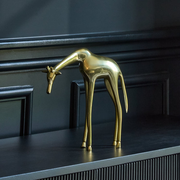 Nakuru Resting Metal Giraffe Ornament - Gold