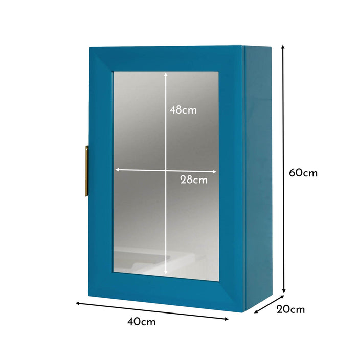 Nami 40cm Wall Cabinet with Mirror - Teal Blue - Laura James