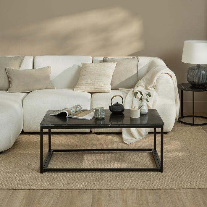 Nara Black Marble Coffee Table - Black Frame