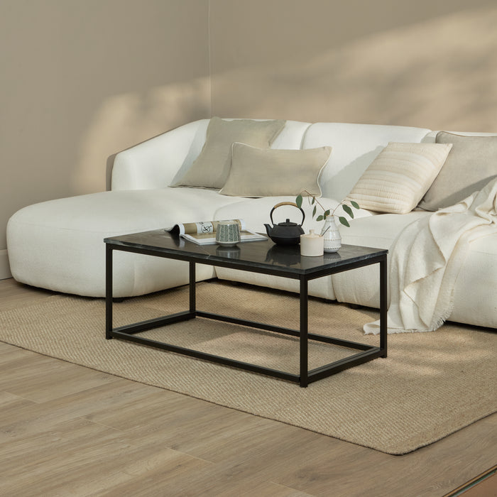Nara Black Marble Coffee Table - Black Frame