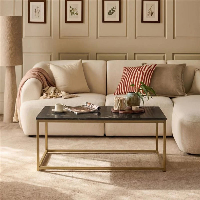 Nara Black Marble Coffee Table - Gold Frame - Laura James