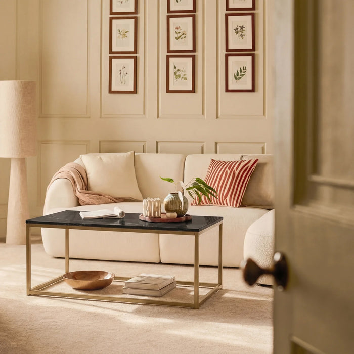 Nara Black Marble Coffee Table - Gold Frame - Laura James