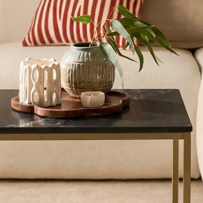 Nara Black Marble Coffee Table - Gold Frame - Laura James