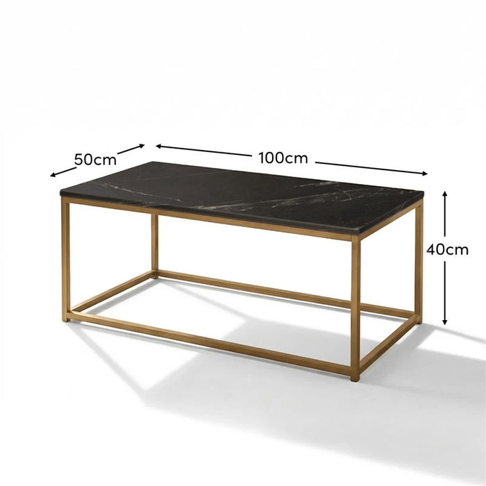Nara Black Marble Coffee Table - Gold Frame - Laura James