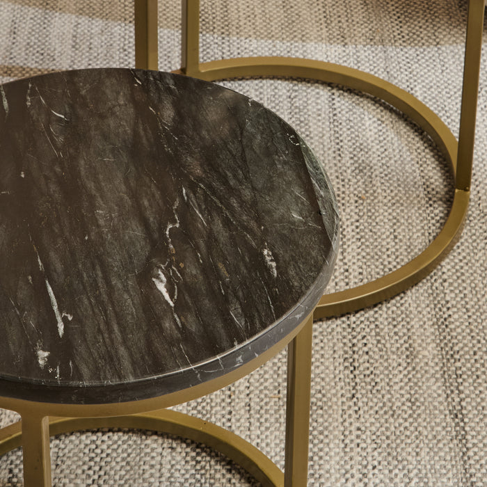 Black Marble Round Nesting Side Tables - Laura James