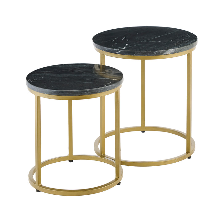 Black Marble Round Nesting Side Tables - Laura James