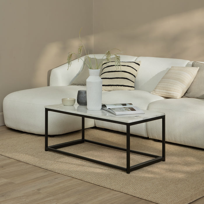 Nara White Marble Coffee Table - Black Frame - Laura James