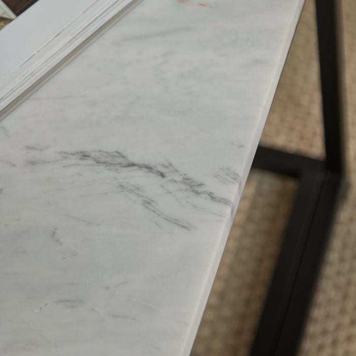 Nara White Marble Coffee Table - Black Frame - Laura James