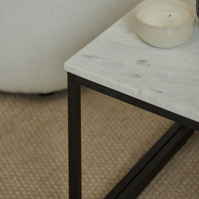 Nara White Marble Coffee Table - Black Frame - Laura James