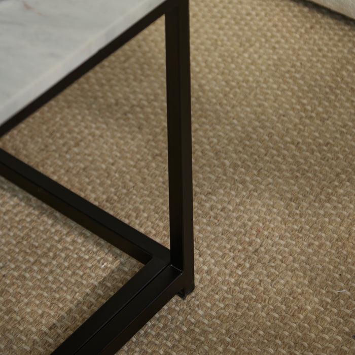 Nara White Marble Coffee Table - Black Frame - Laura James