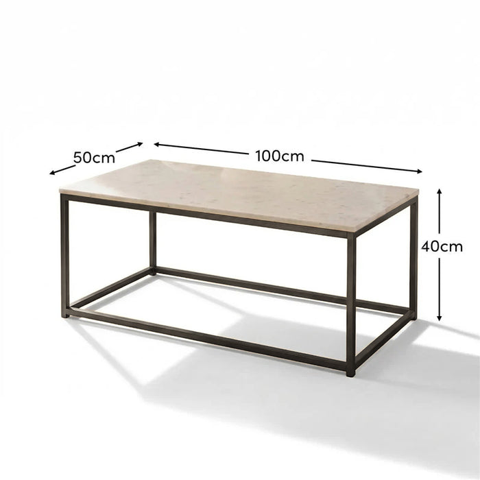 Nara White Marble Coffee Table - Black Frame - Laura James