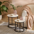 White Marble Round Nesting Side Tables - Laura James