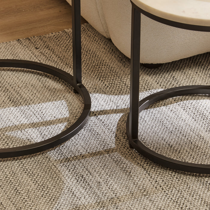 White Marble Round Nesting Side Tables - Laura James