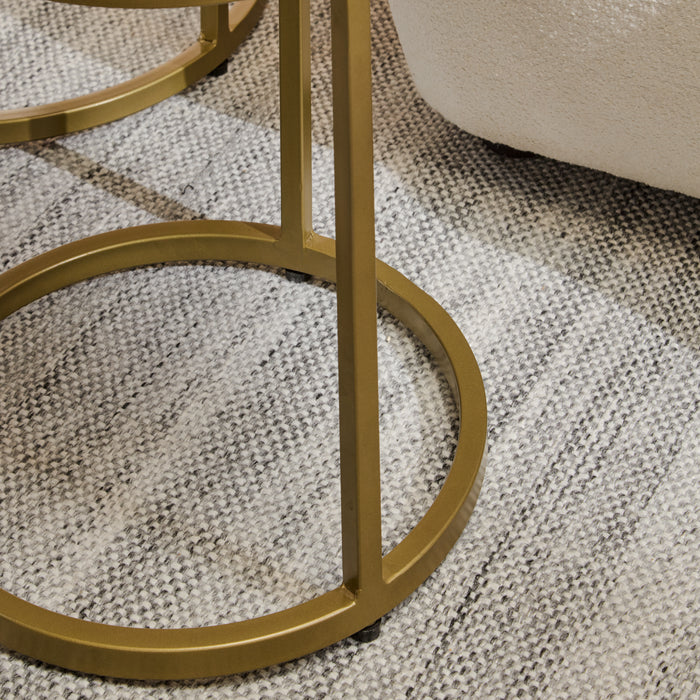 Nara White Marble Round Side Table - Gold Frame - Laura James