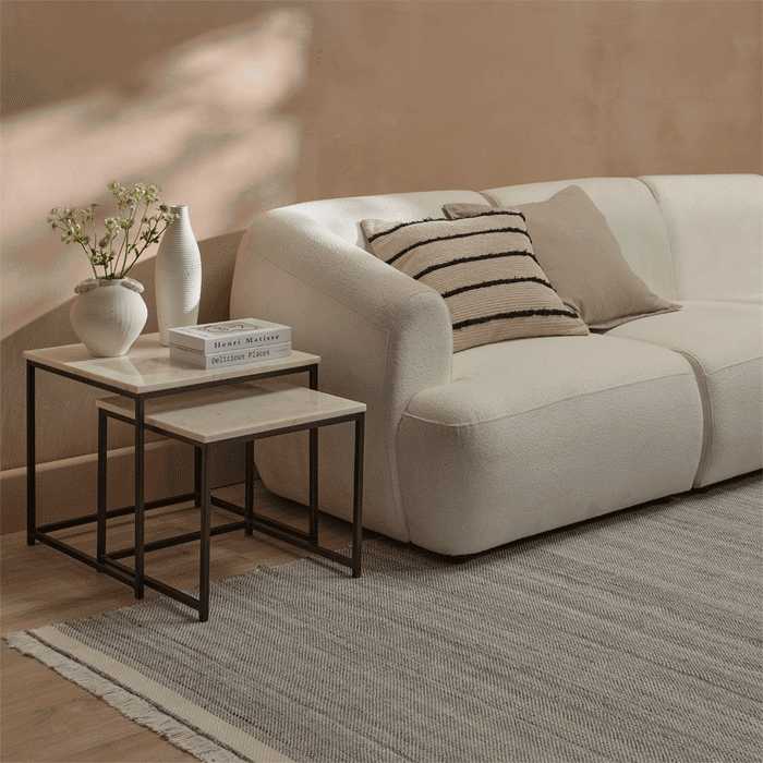 White Marble Square Coffee Table - Laura James