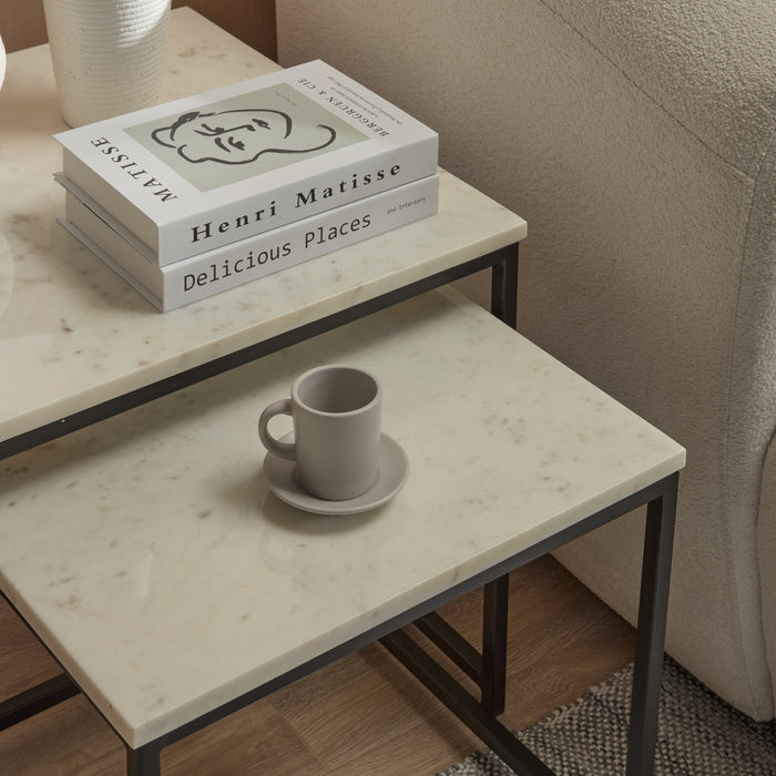 White Marble Square Coffee Table - Laura James