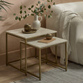 Nara Nesting White Marble Square Coffee Table - Gold Frame - Laura James